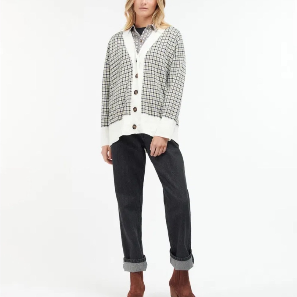 BARBOUR HEBRIDES Classic Checkered Women's Cardigan size U.S. 6 - Picture 3 of 9